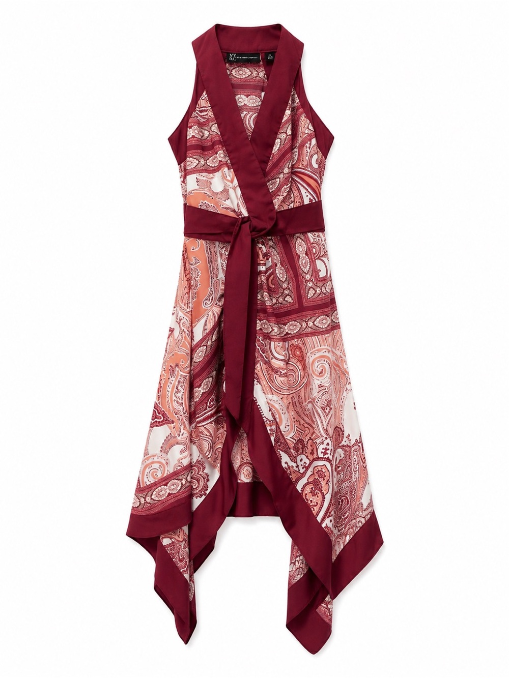 New York  & Co Women's XS Red Paisley Asymmetrical Dress NWT